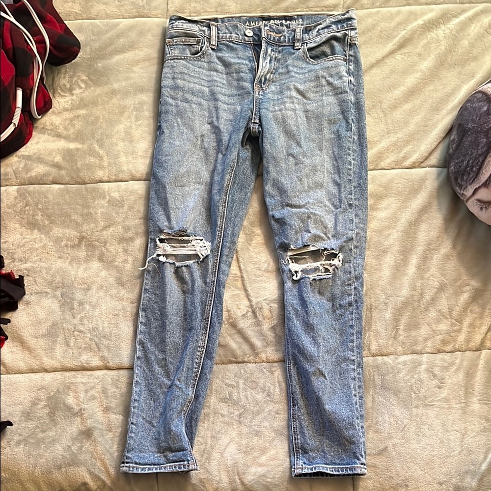 American Eagle Outfitters Blue 90s Skinny Jeans Distressed style